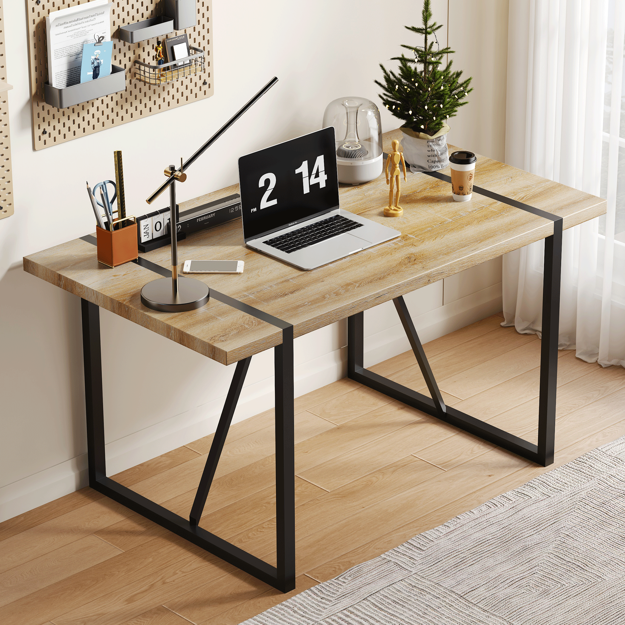 [variant:W3806P405273] Wood-Grain Dining Table – 55-Inch image 2