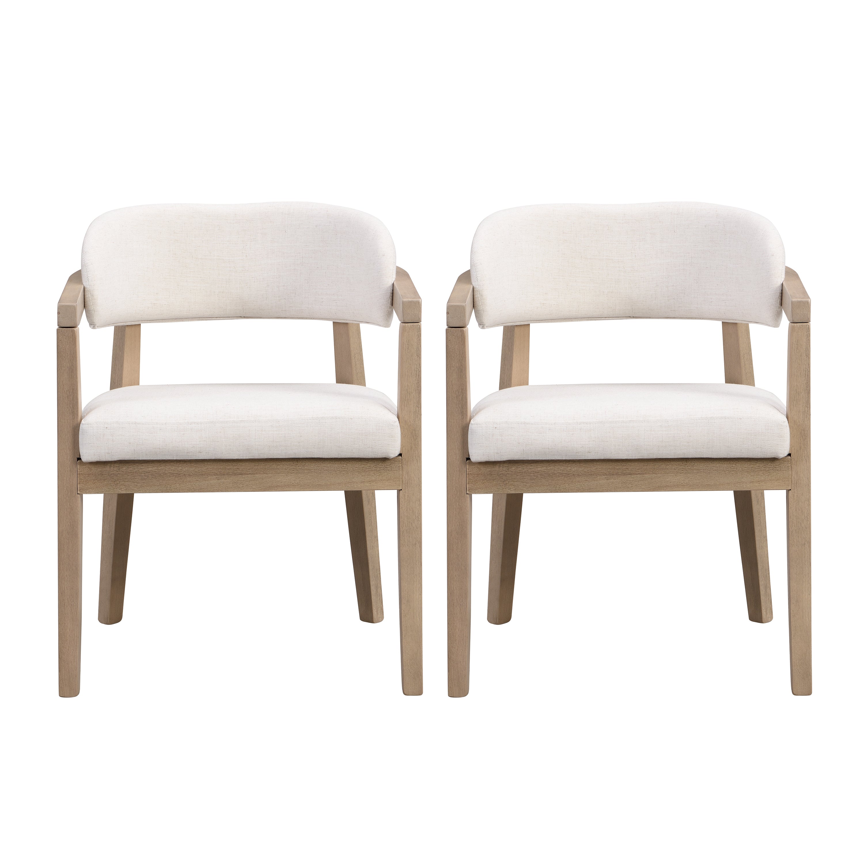 [variant:N872P357172A] Set of 2 Modern Rubberwood Dining Armchairs – Beige image 1
