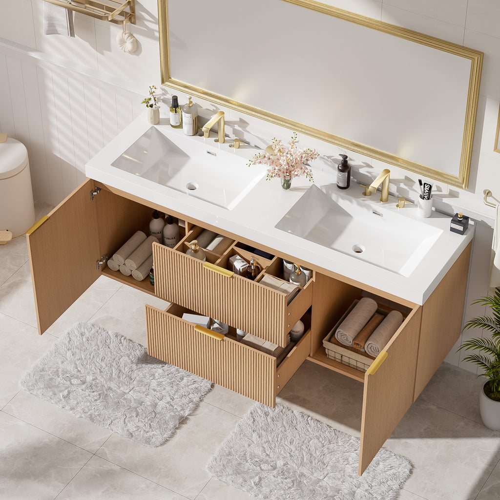 [variant:N729P000007N] Double-Sink Bathroom Vanity with SMC Top – 59.3-Inch image 4