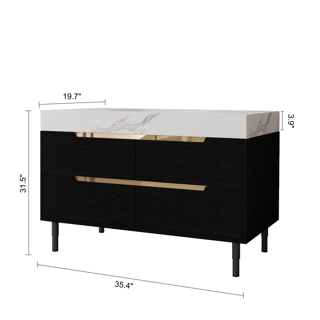 [variant:W5307S00006] Bathroom Vanity with Sintered Stone Top – 35.4-Inch image 9