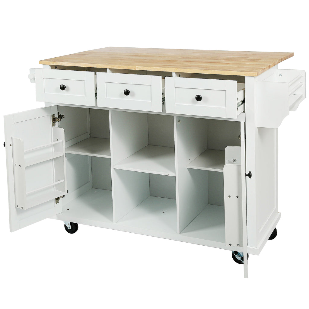 [variant:N853P383632W] Drop-Leaf Rolling Kitchen Cart – White, 53.1-Inch image 12