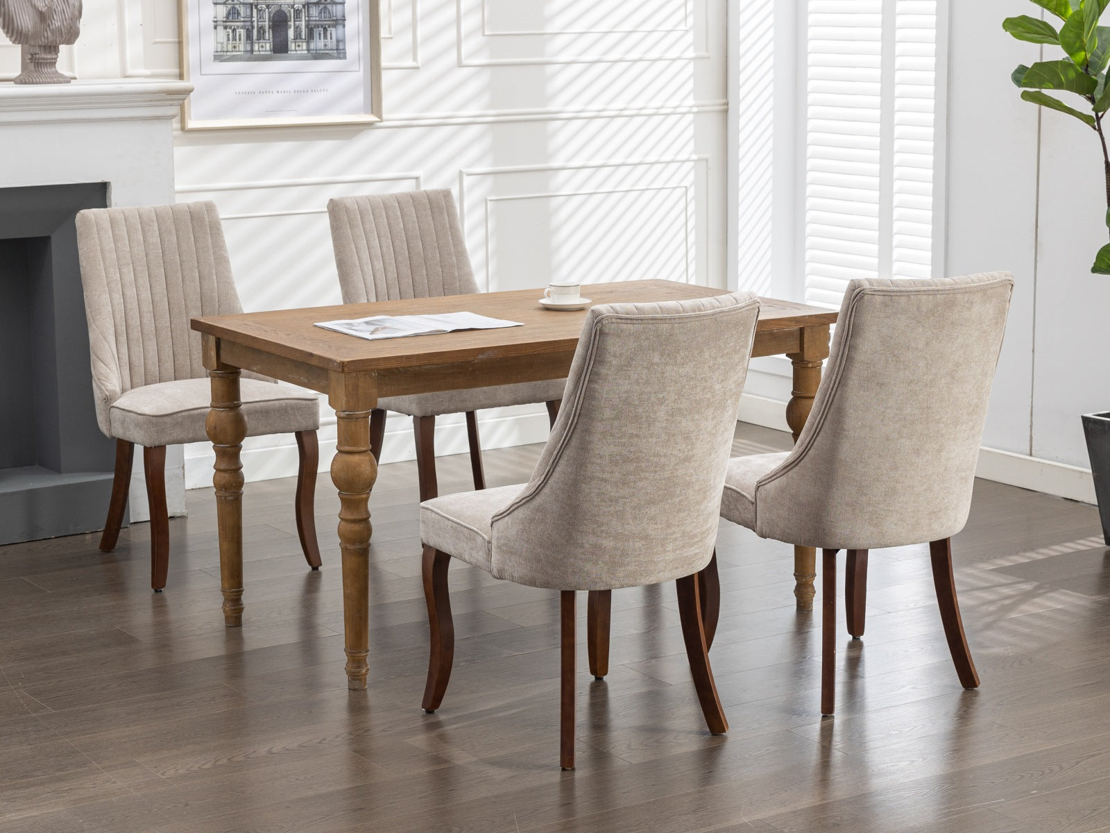 [variant:W5755P474631] Rayon Set of 2 Beige Fabric Dining Chairs image 18