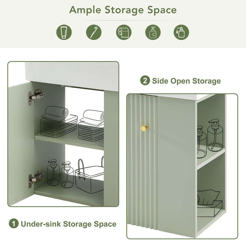 [variant:N729P170388F] Floating Bathroom Vanity with Ceramic Basin – 21.6-Inch, Green image 4
