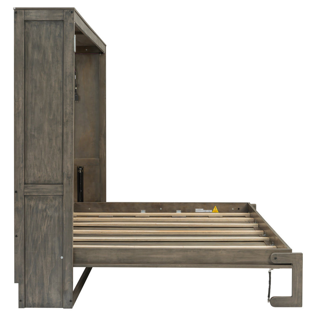 [variant:N8470004035D-1] Queen LED Murphy Bed Cabinet – Brown image 19