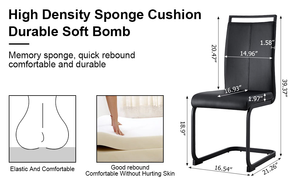 [variant:W3806P404689] Set of 2 Black PU Leather Dining Chairs image 9