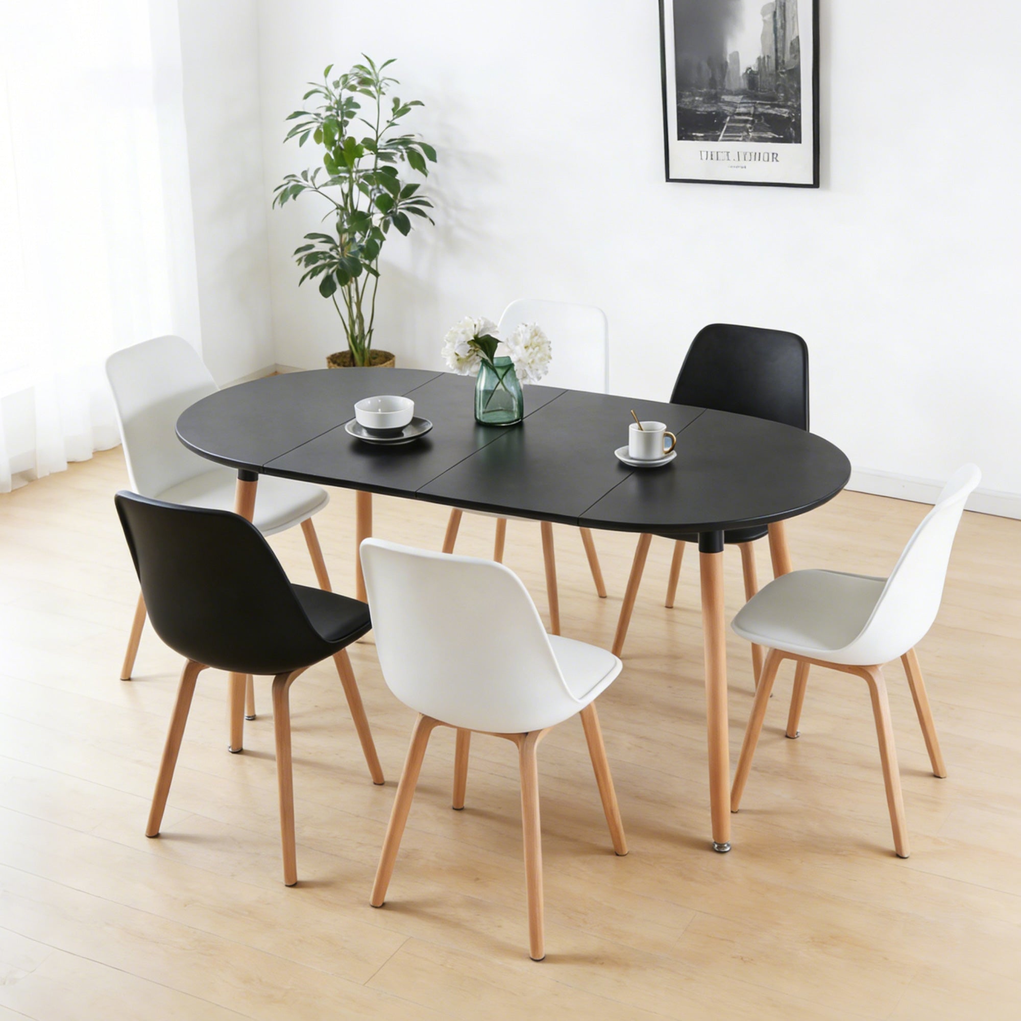 [variant:W3808P403944] Extendable Black Dining Table image 3