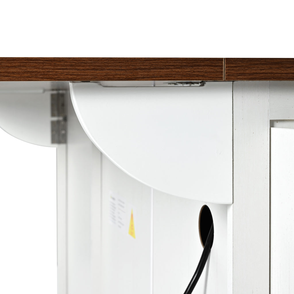 [variant:N853P379579W] Farmhouse Rolling Kitchen Island with Drop Leaf – White, 54.5-Inch image 13