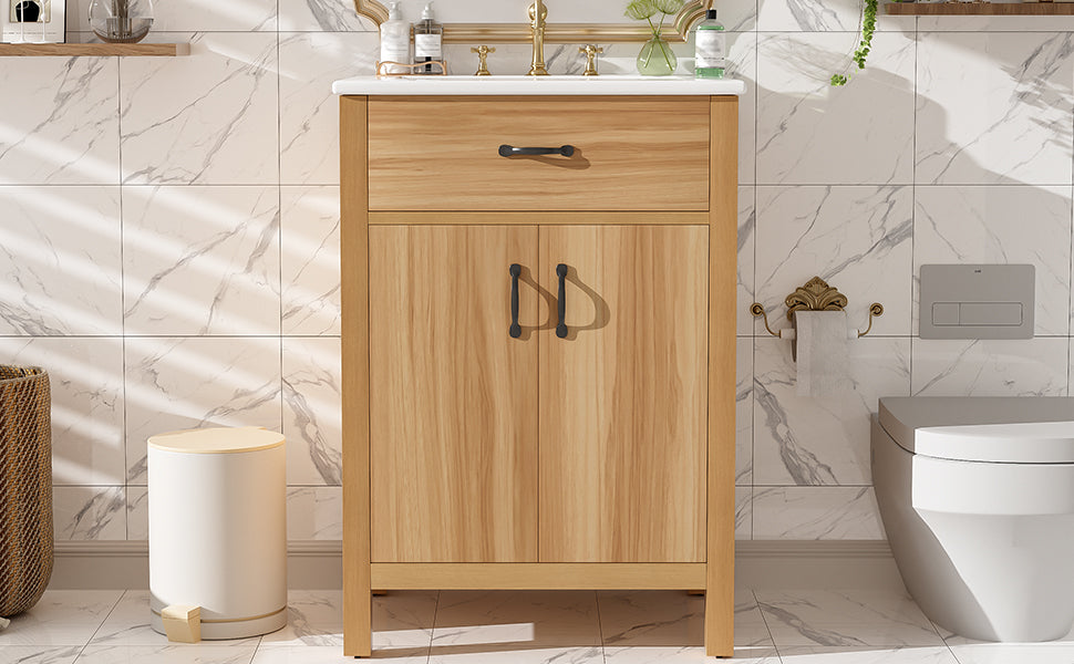 [variant:N848P469792N] Solid Wood Bathroom Vanity with Ceramic Sink – 24-Inch image 22