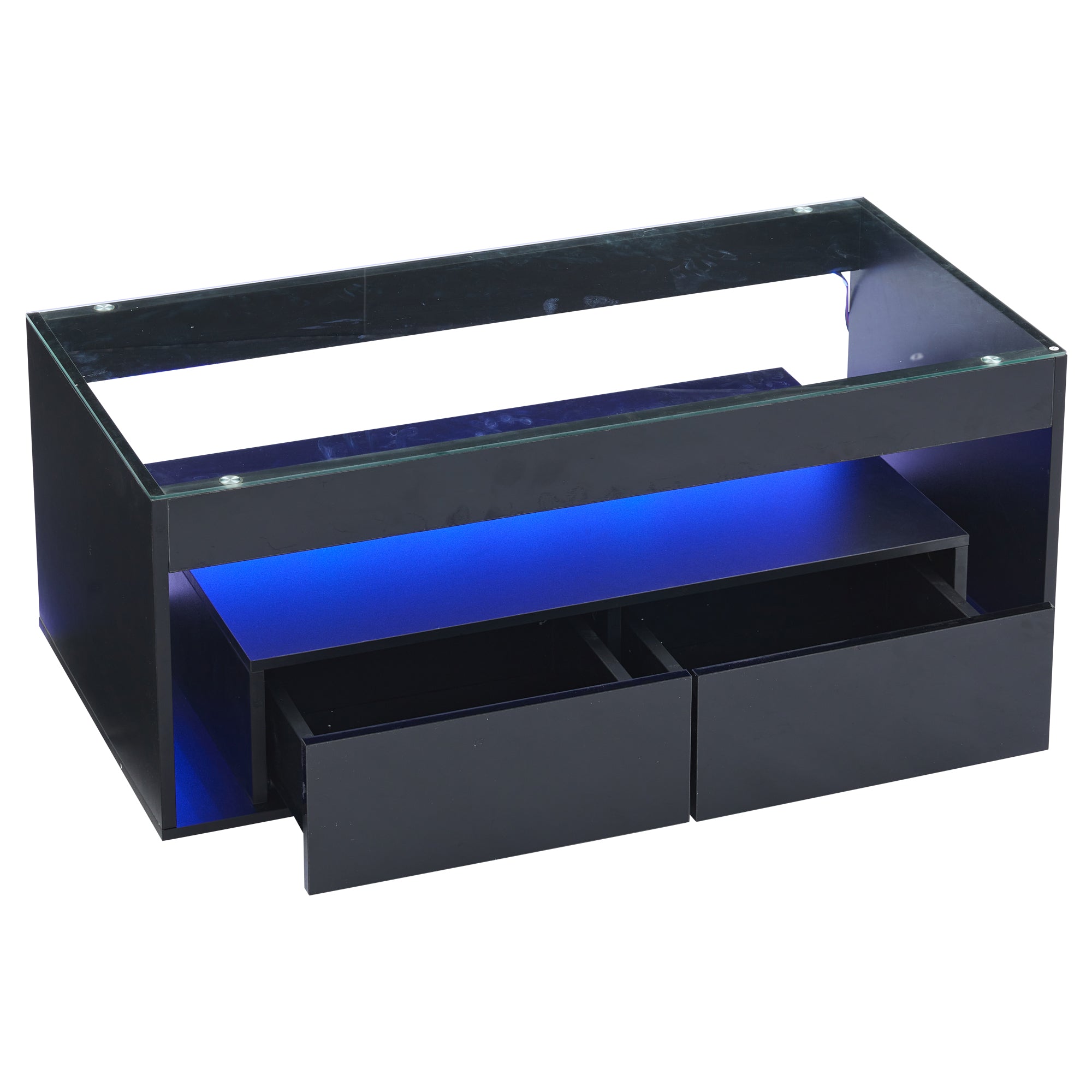 [variant:N892P428787B] High-Gloss LED Coffee Table with Glass Top and Drawers image 50