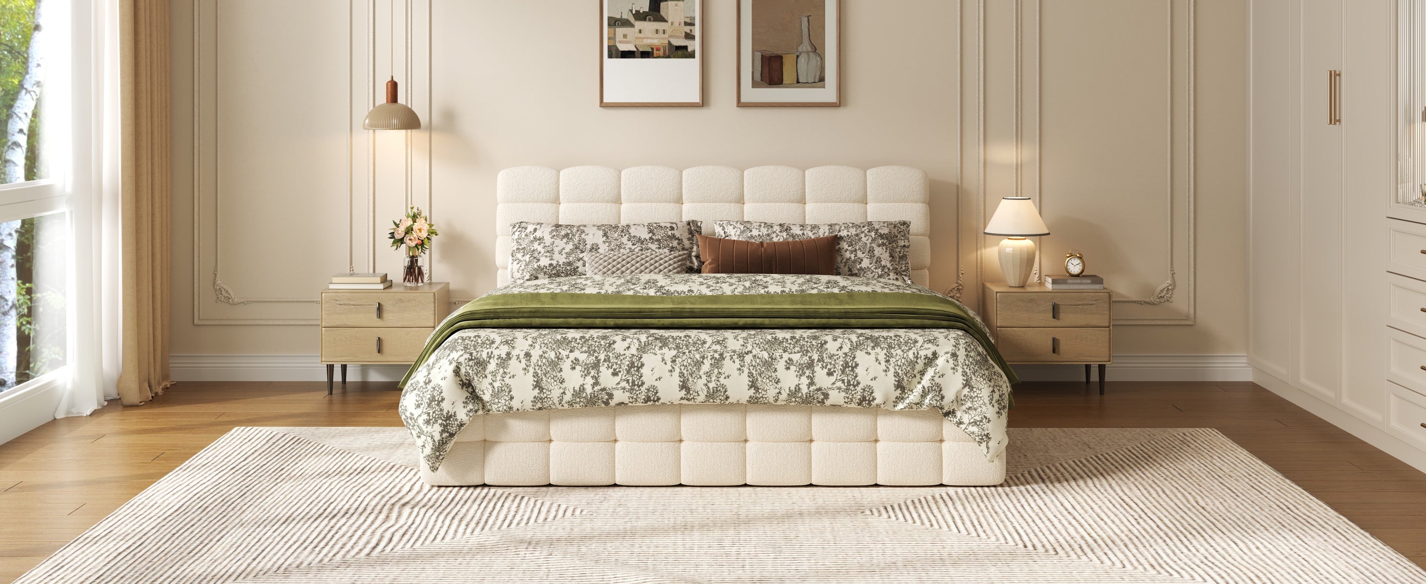 [variant:HS451572AAK] Queen Hydraulic Lift Storage Bed – Cream White image 23