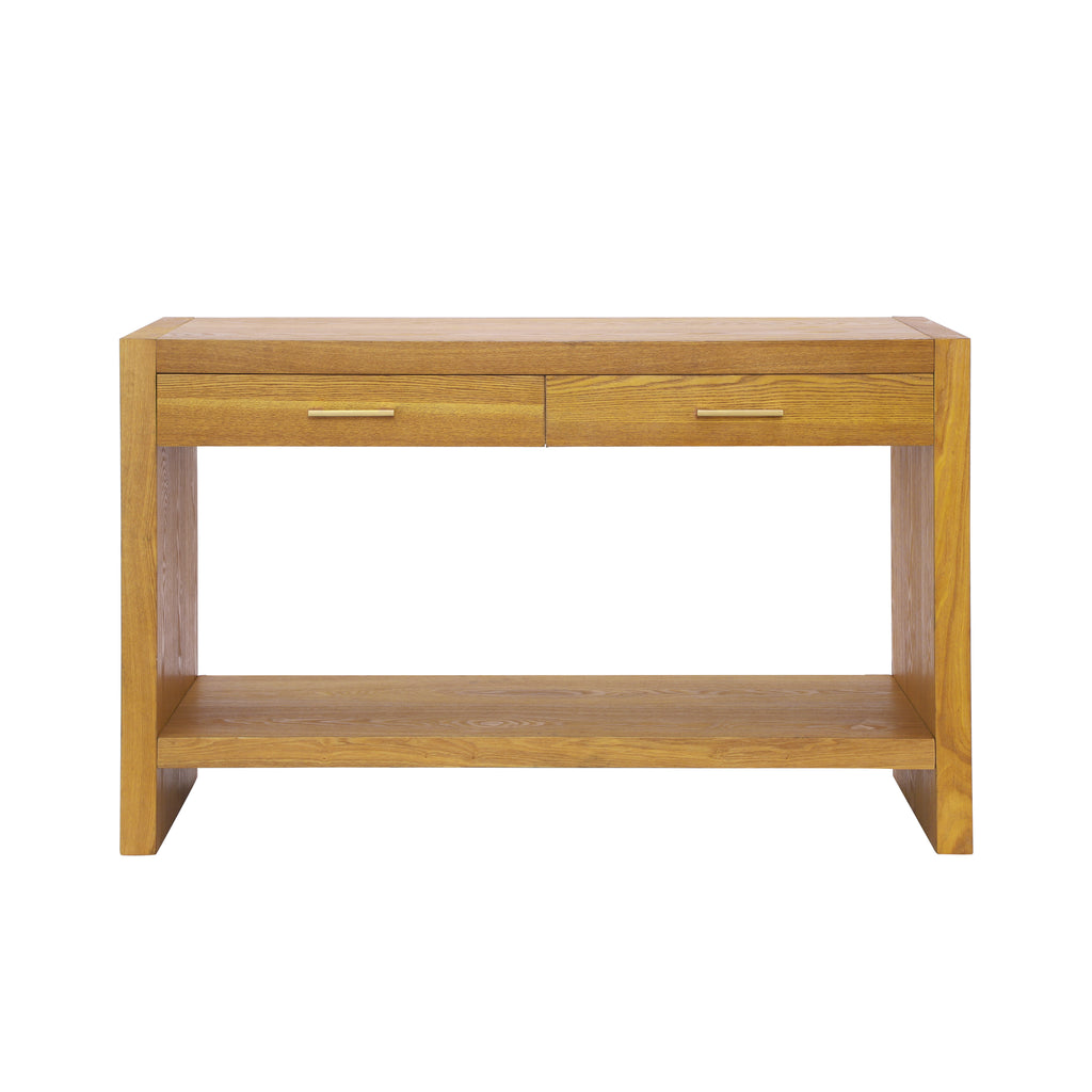 Farmhouse Console Table with Drawers & Storage Shelf — [variant:N876P351923D] Natural image 12