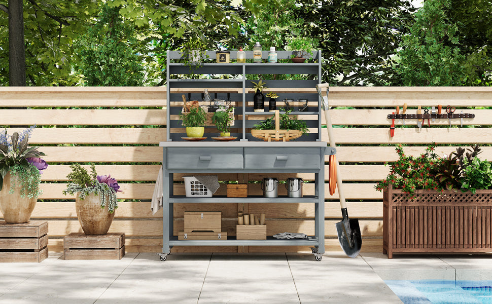 [variant:N853P386121G] Rolling Outdoor Potting Bench with Stainless Steel Top image 26