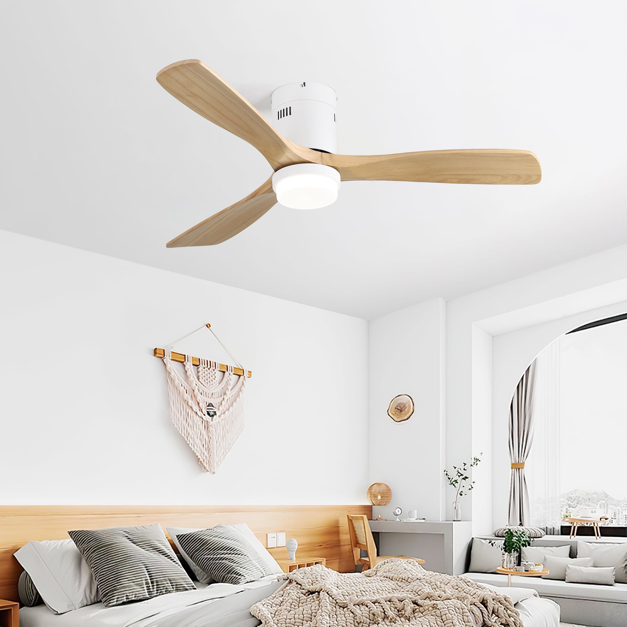 [variant:W5691P514937] Matte White Flush-Mount Ceiling Fan with Light – 52-Inch image 5