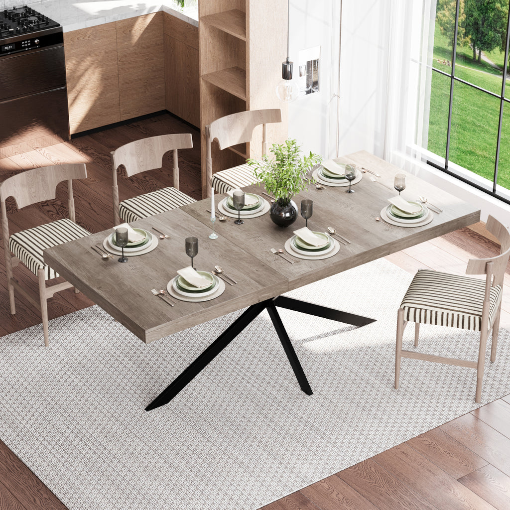 Extendable Dining Table with Hidden Storage – 55–71 Inch — [variant:W3679P437342] Gray image 2
