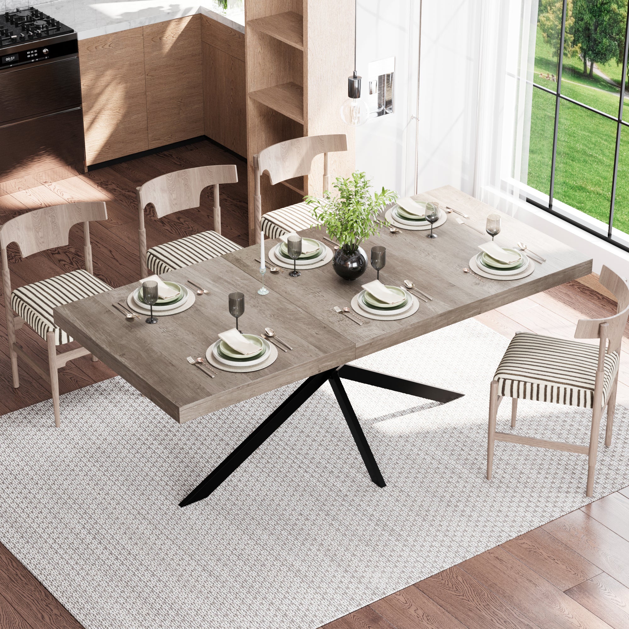 Extendable Dining Table with Hidden Storage – 55–71 Inch — [variant:W3679P437342] Gray image 2