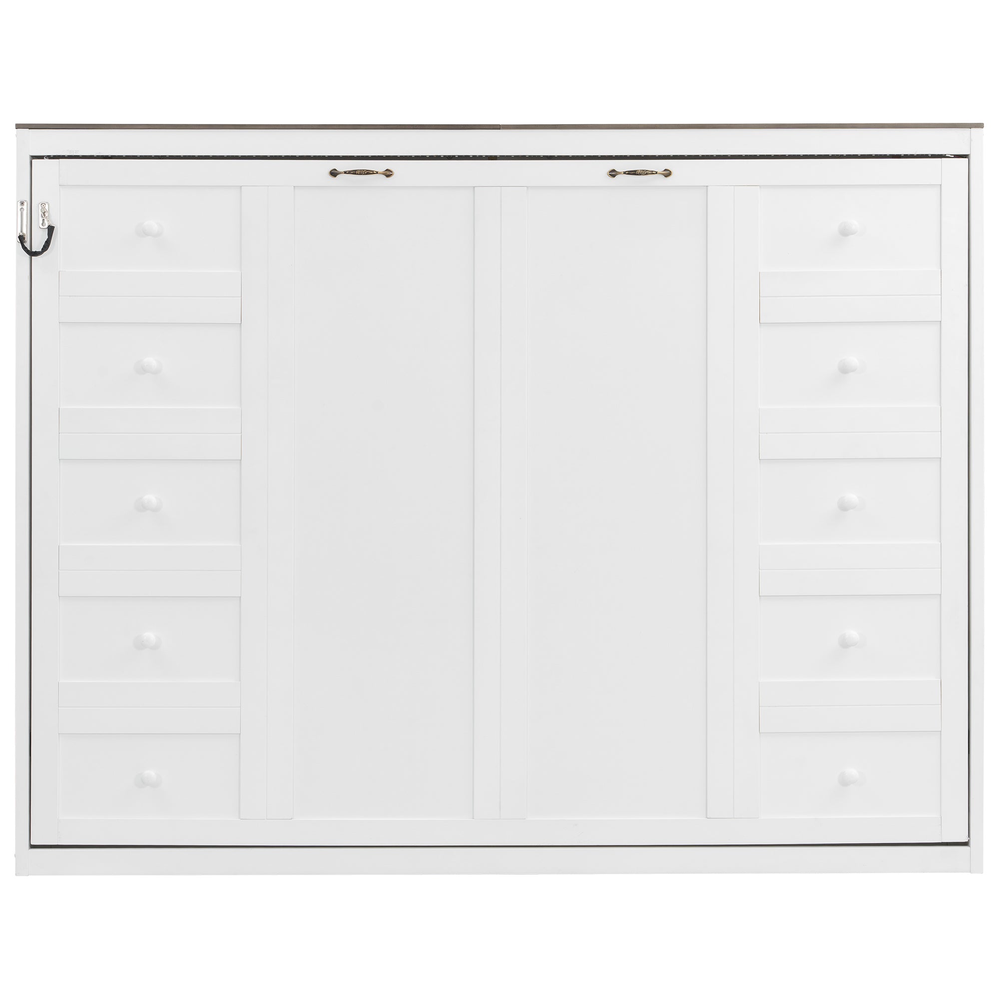 [variant:N8470004035K-1] Queen LED Murphy Bed Cabinet – White and Brown image 21