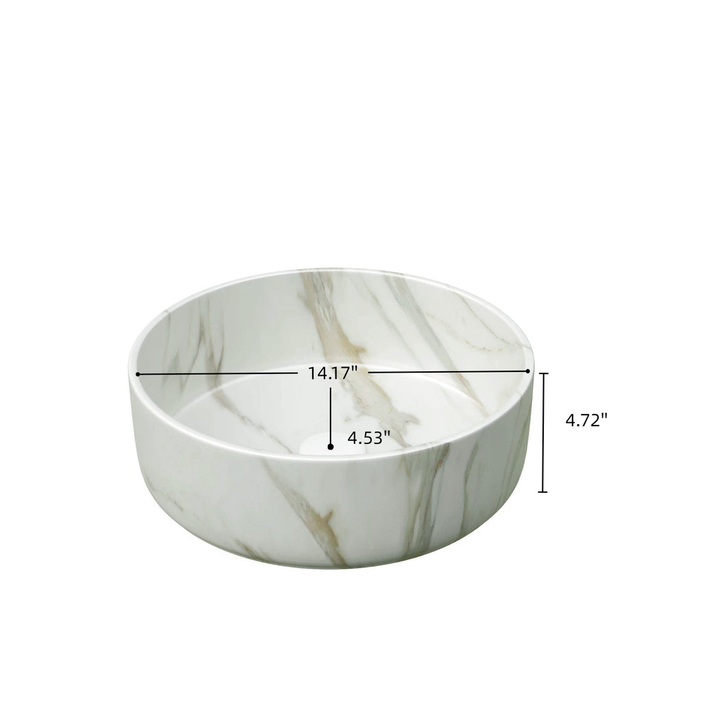 Round Vessel Bathroom Sink – 14-Inch — [variant:W6063P512743] White image 6