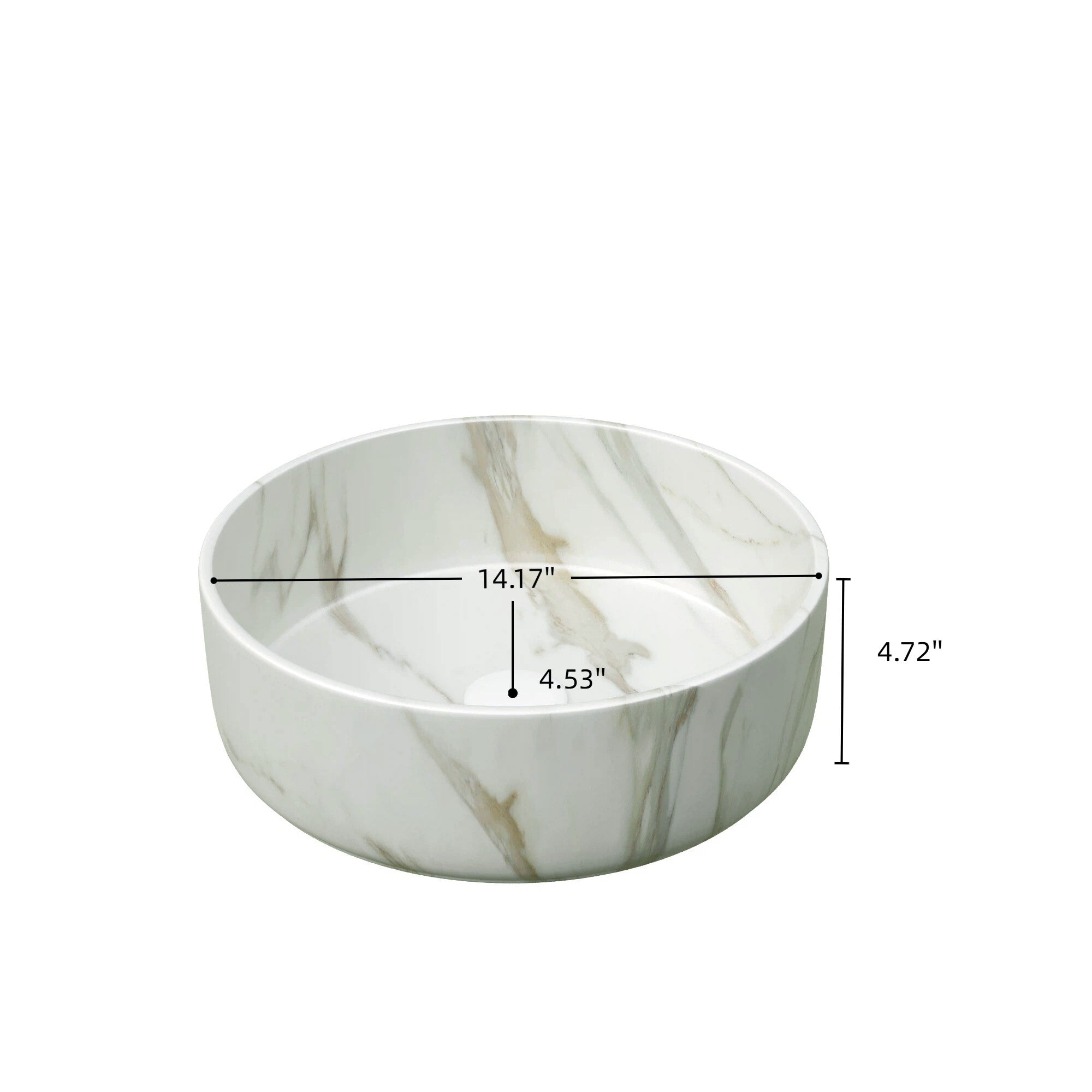 Round Vessel Bathroom Sink – 14-Inch — [variant:W6063P512743] White image 6
