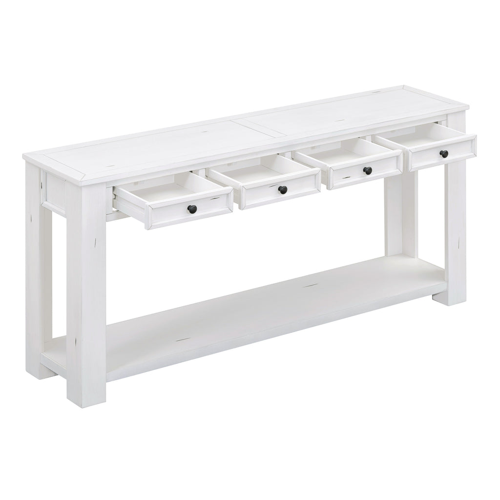 [variant:N852P245606K] Console Table with Drawers & Bottom Shelf – Antique White image 14
