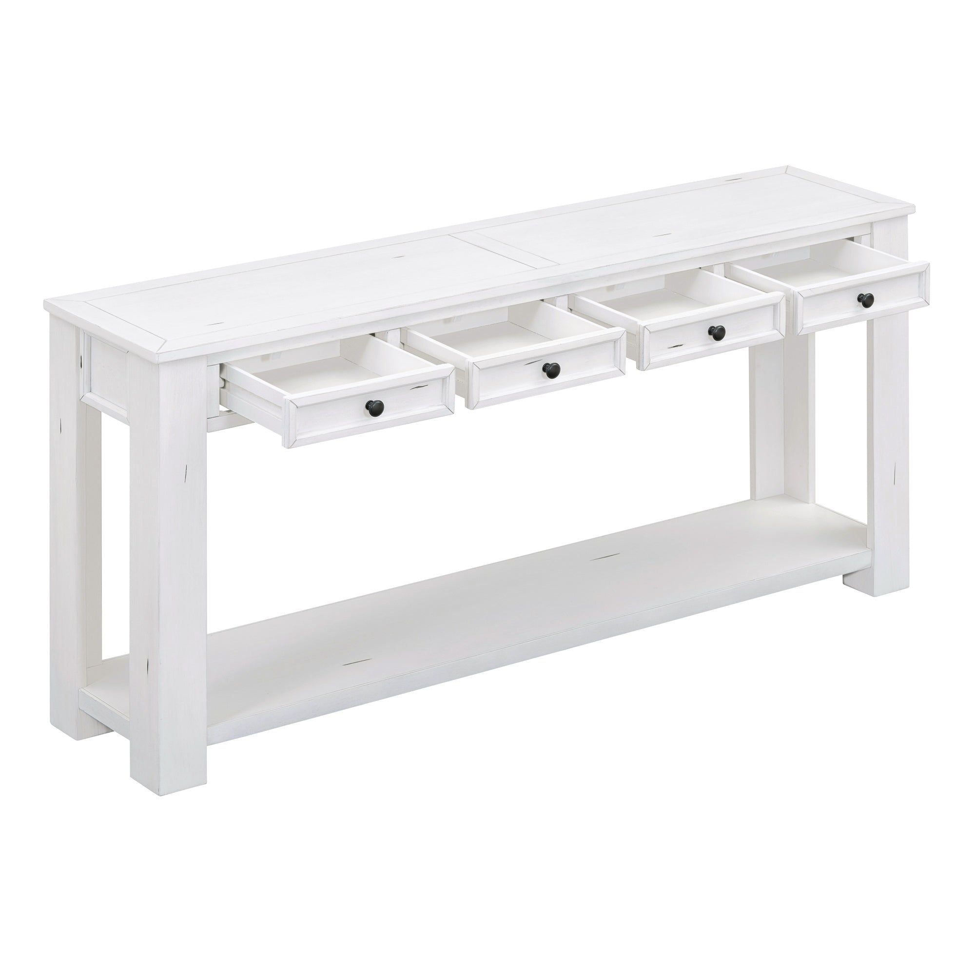 [variant:N852P245606K] Console Table with Drawers & Bottom Shelf – Antique White image 14