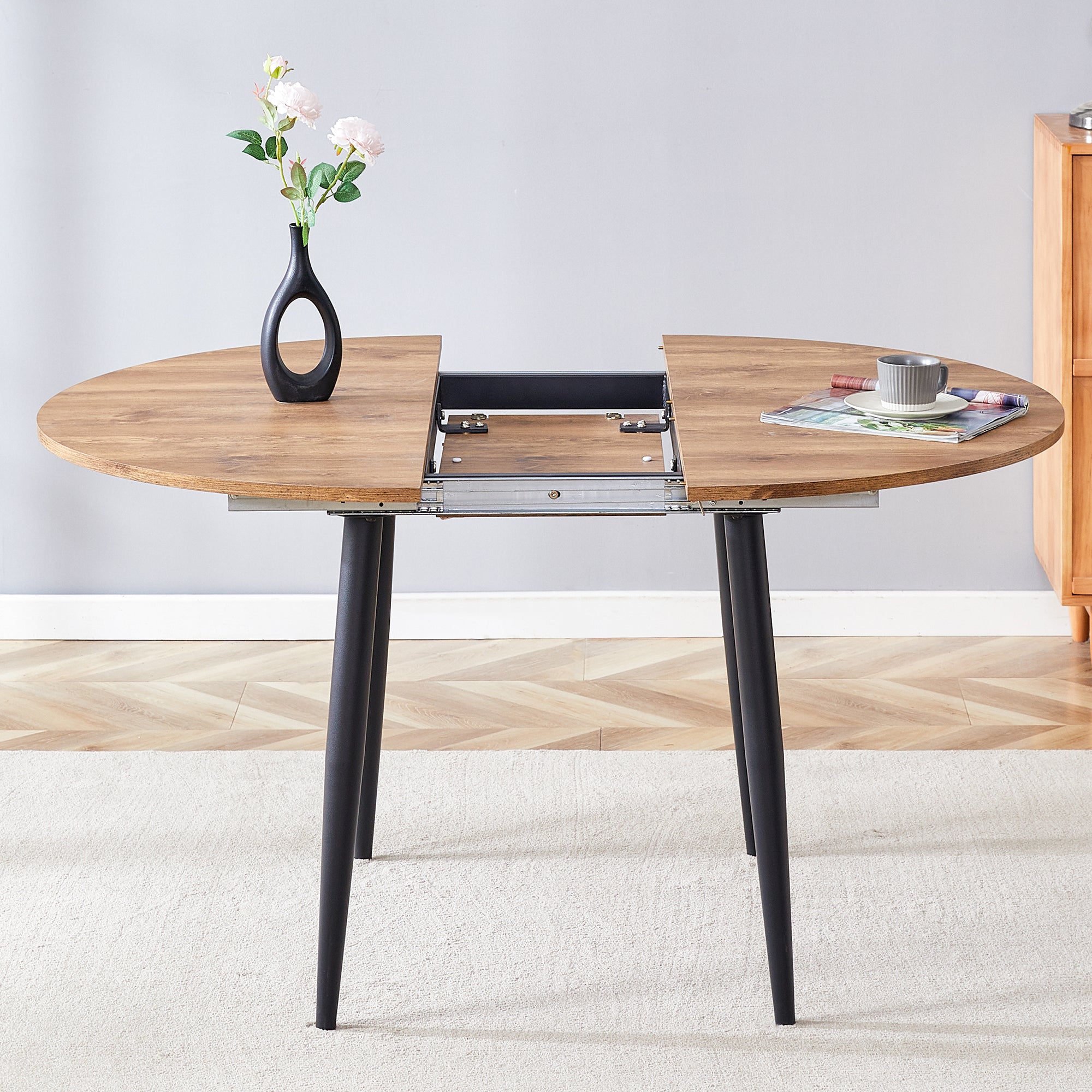 [variant:W3806S00005] Extendable Wood-Look Dining Table image 13