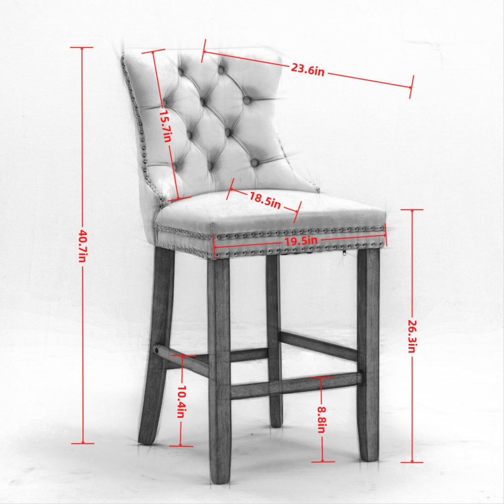 [variant:W5755P474584] Set of 2 Beige Velvet Bar Stools image 7
