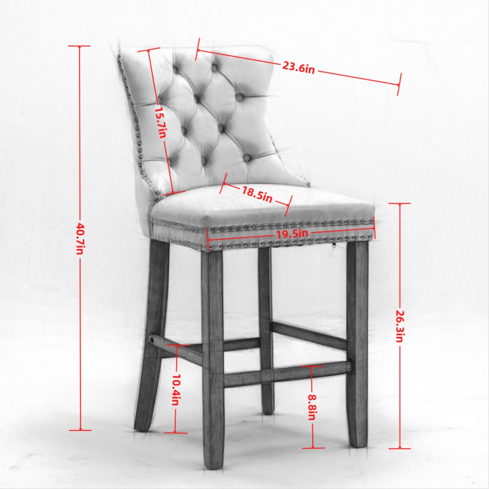 [variant:W5755P474584] Set of 2 Beige Velvet Bar Stools image 7