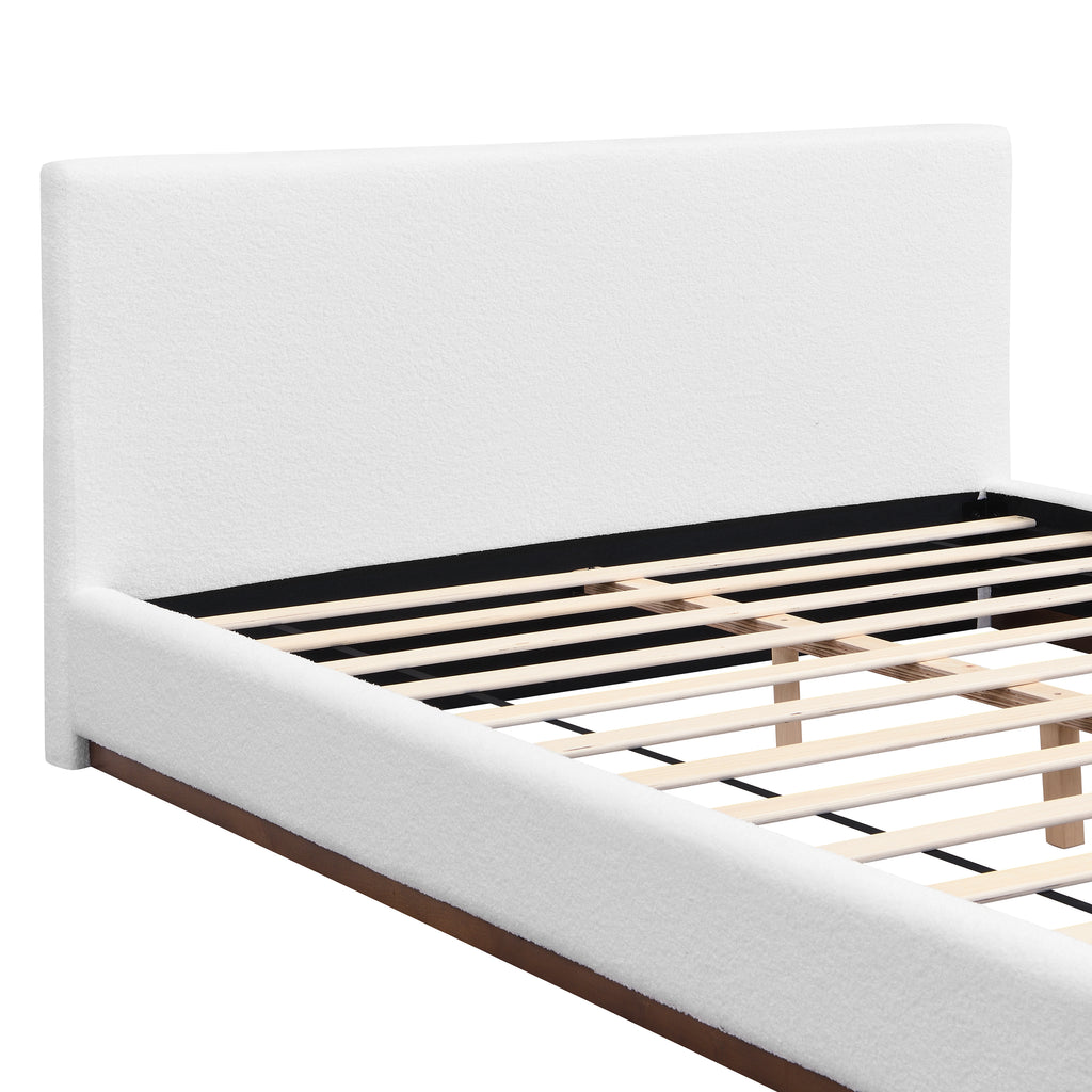 [variant:N891Q440165A] Queen Bouclé Platform Bed with Solid Wood Base – White image 10