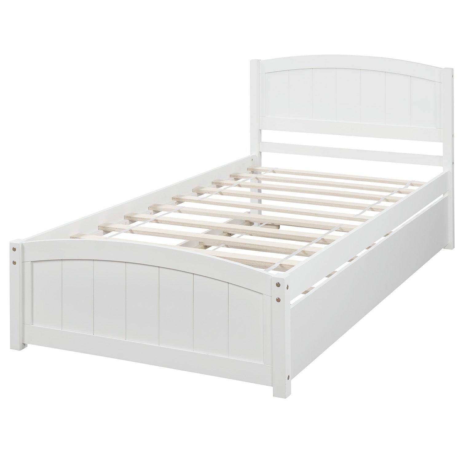 [variant:N850P475821K] Twin Platform Bed with Twin Trundle – White image 4