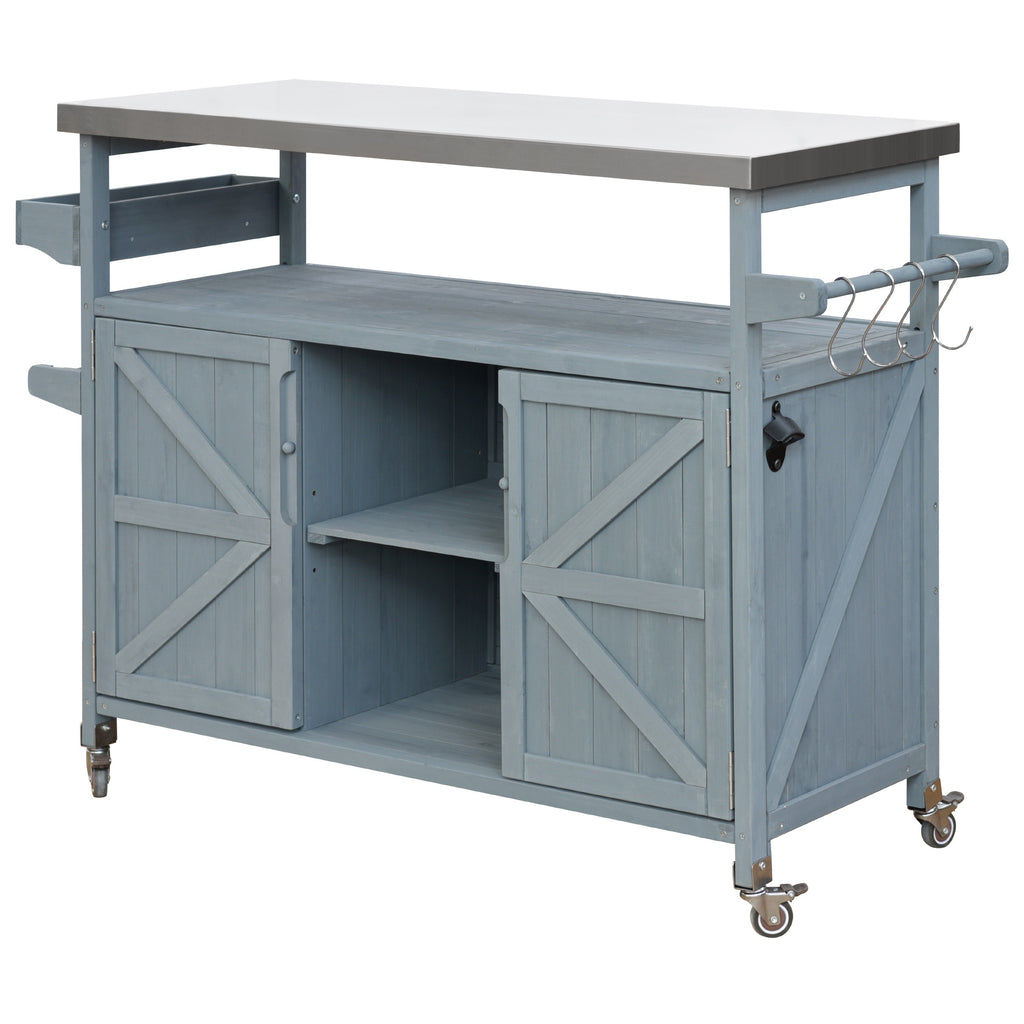 [variant:N853P386114G] Outdoor Grill Cart with Stainless Steel Top – Gray and Blue, 50.25-Inch image 35