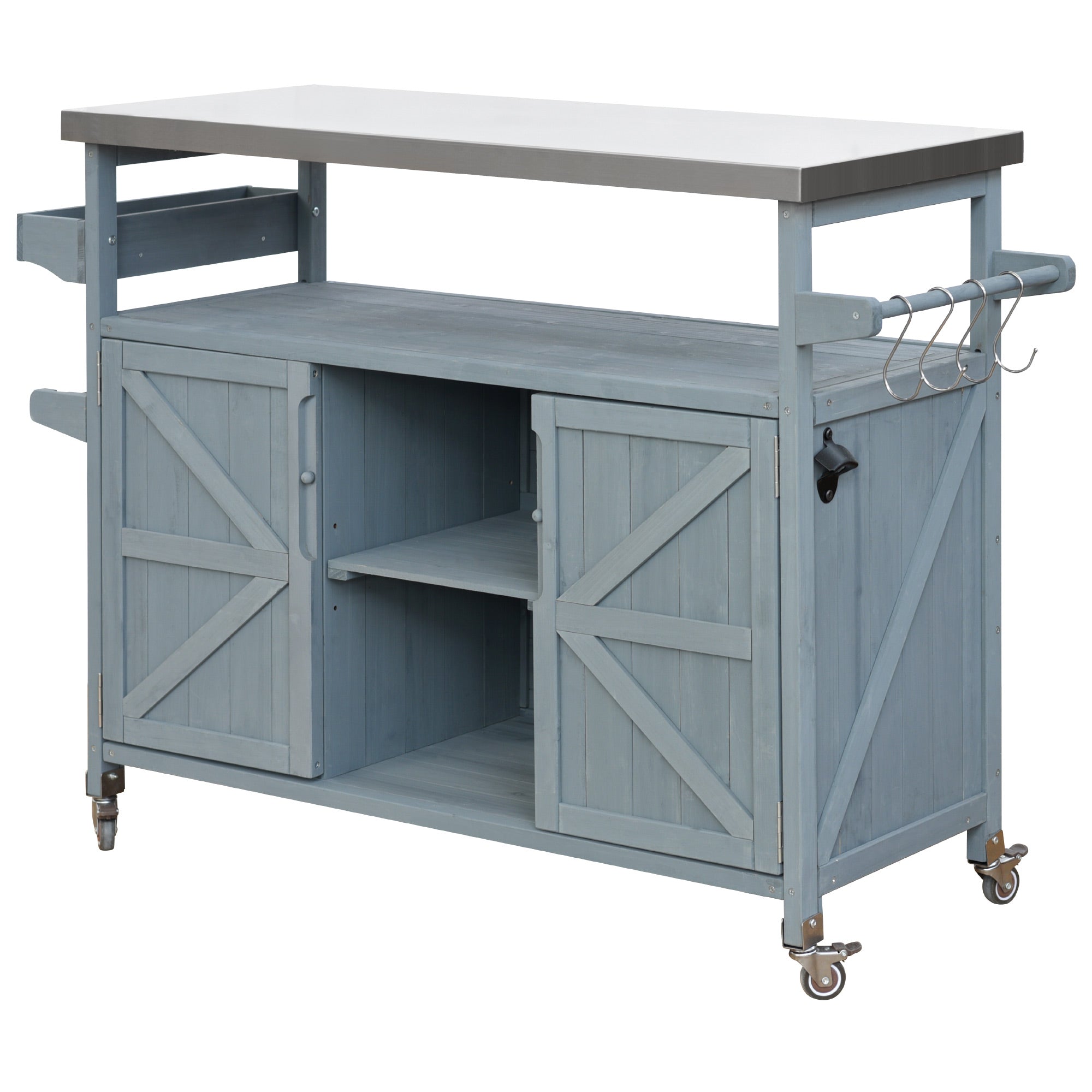 [variant:N853P386114G] Outdoor Grill Cart with Stainless Steel Top – Gray and Blue, 50.25-Inch image 35