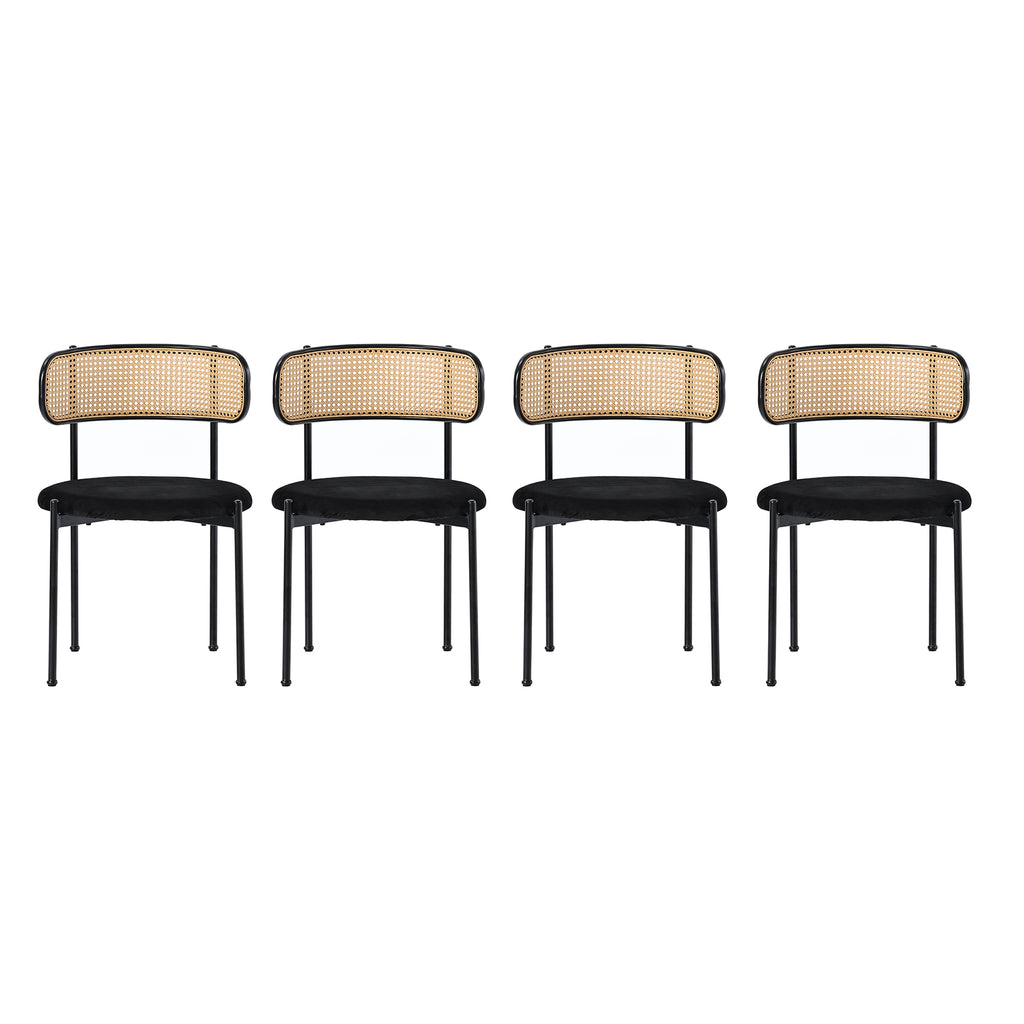 [variant:N859P374642S] Set of 4 Modern Black Velvet Dining Chairs image 9