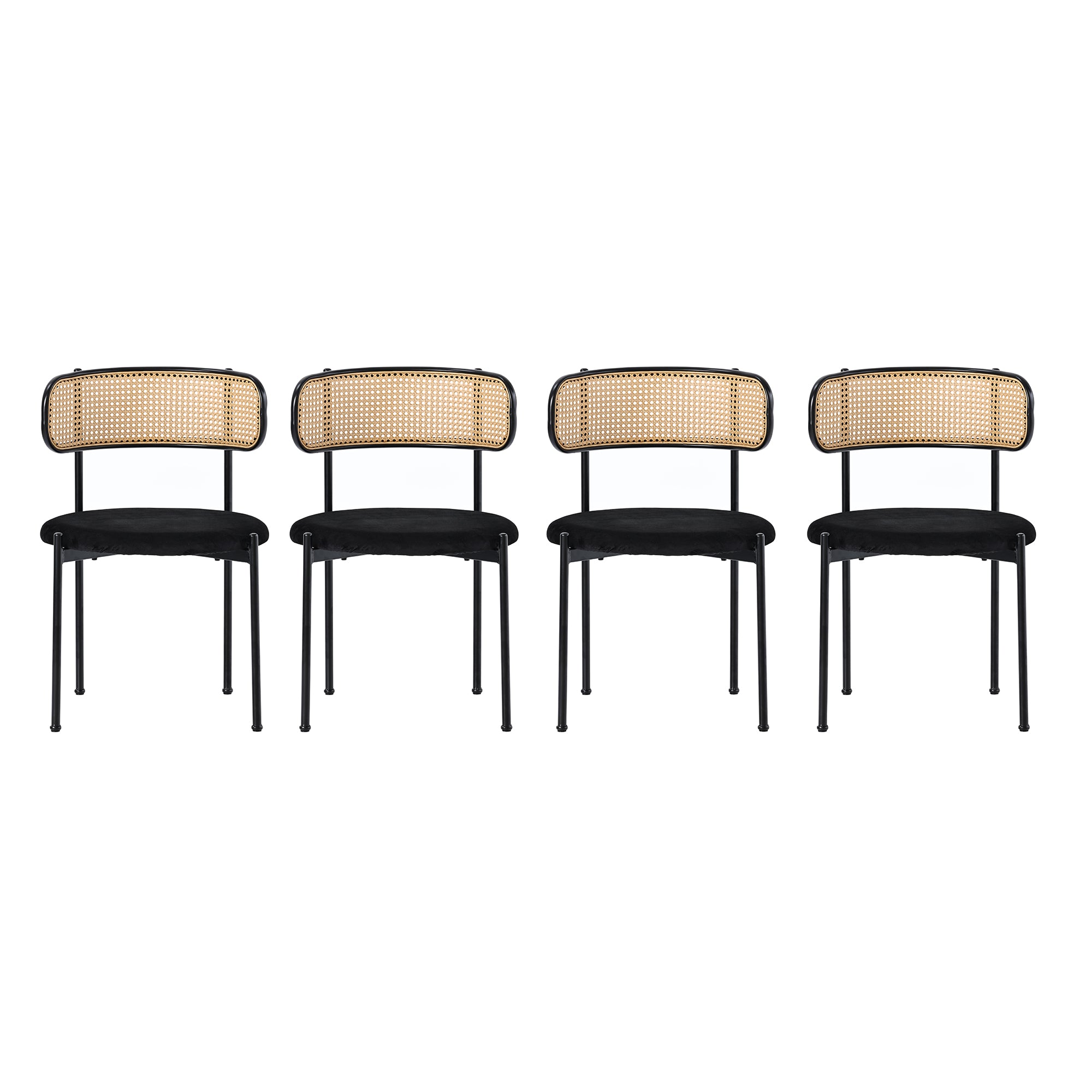 [variant:N859P374642S] Set of 4 Modern Black Velvet Dining Chairs image 9