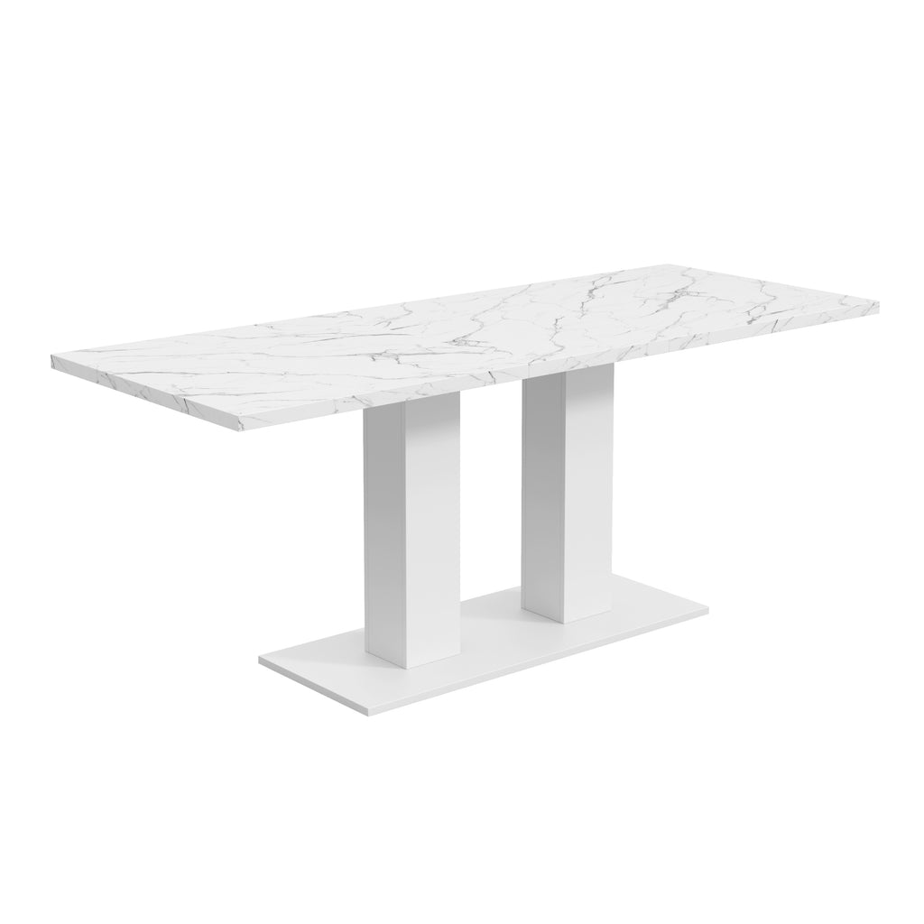 White Marble-Look Dining Table – 71-Inch — [variant:N859P472973W] White Marble image 11