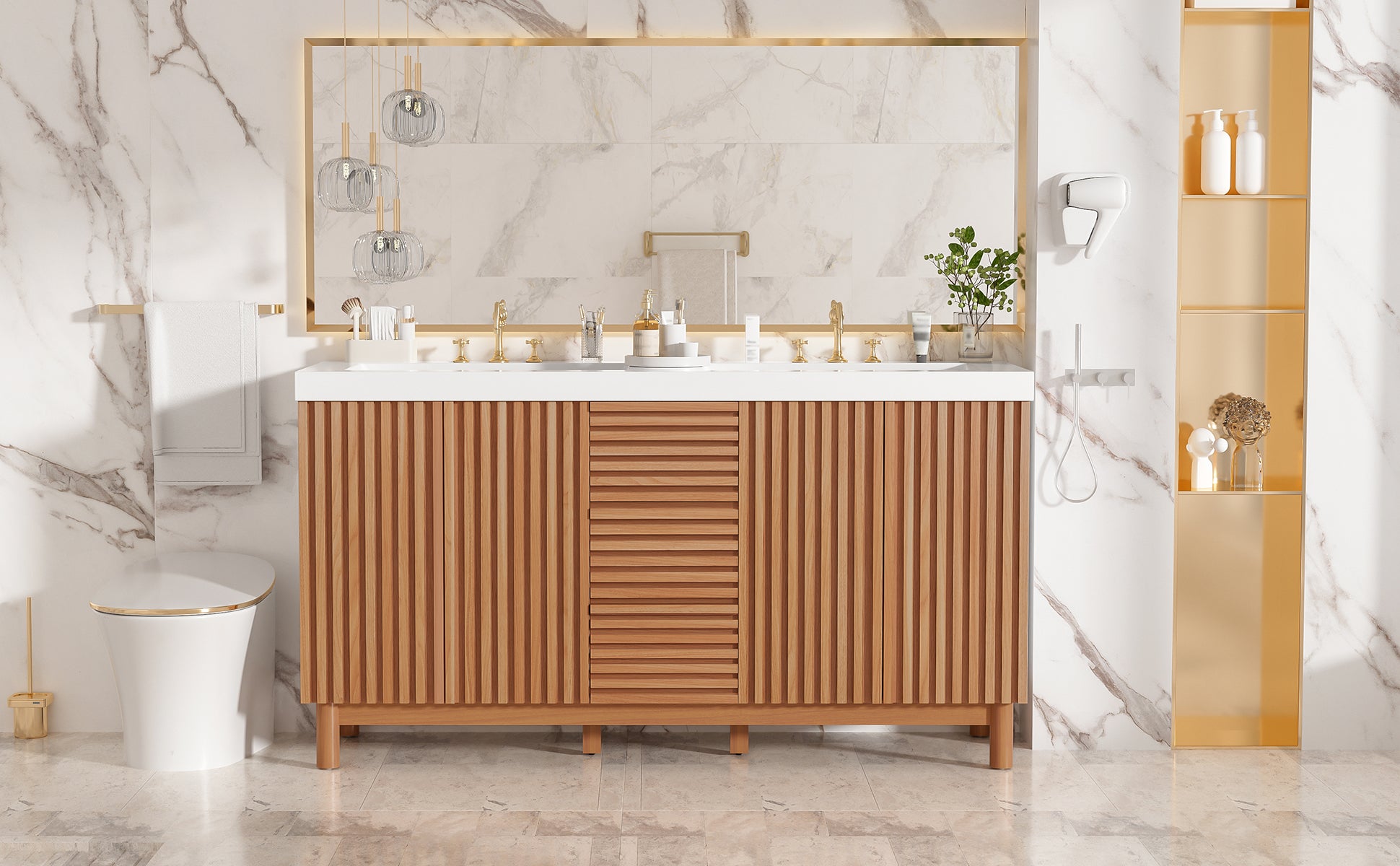 [variant:N729P000037N] Double-Sink Bathroom Vanity with Storage – 59.3-Inch image 32