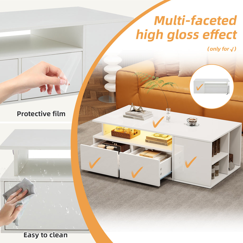 [variant:N892P428788W] High-Gloss LED Coffee Table with Open Storage image 24