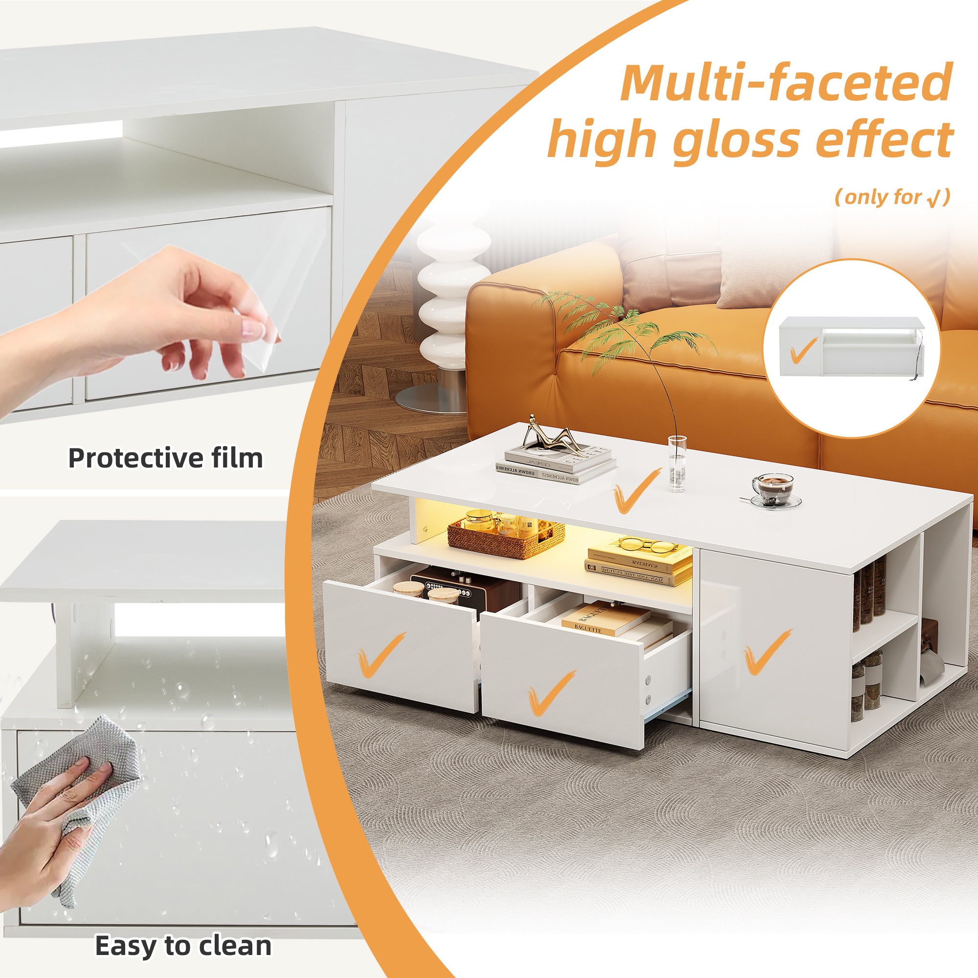 [variant:N892P428788W] High-Gloss LED Coffee Table with Open Storage image 24