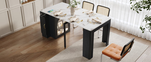 [variant:XW000024AAB-CA] Rolling Kitchen Island with Extendable Dining Table image 2