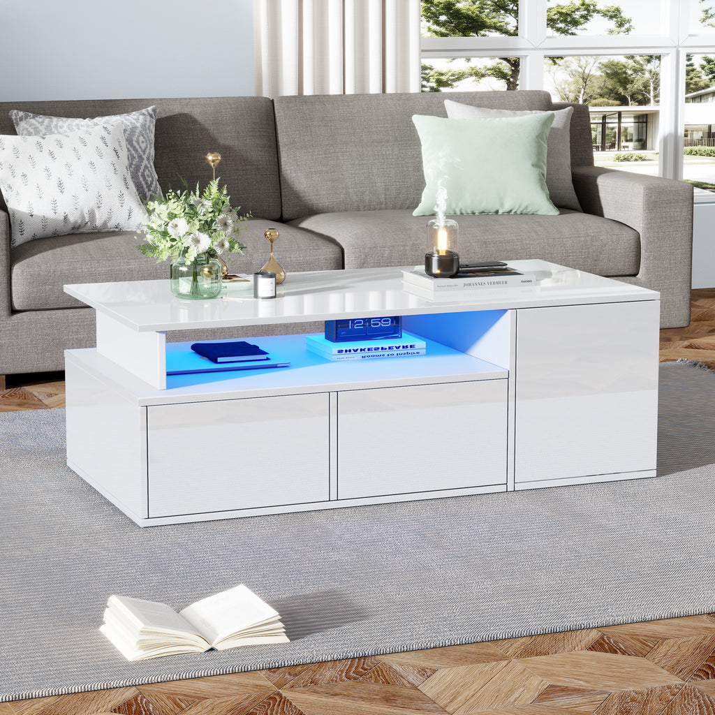 [variant:N892P428788W] High-Gloss LED Coffee Table with Open Storage image 37