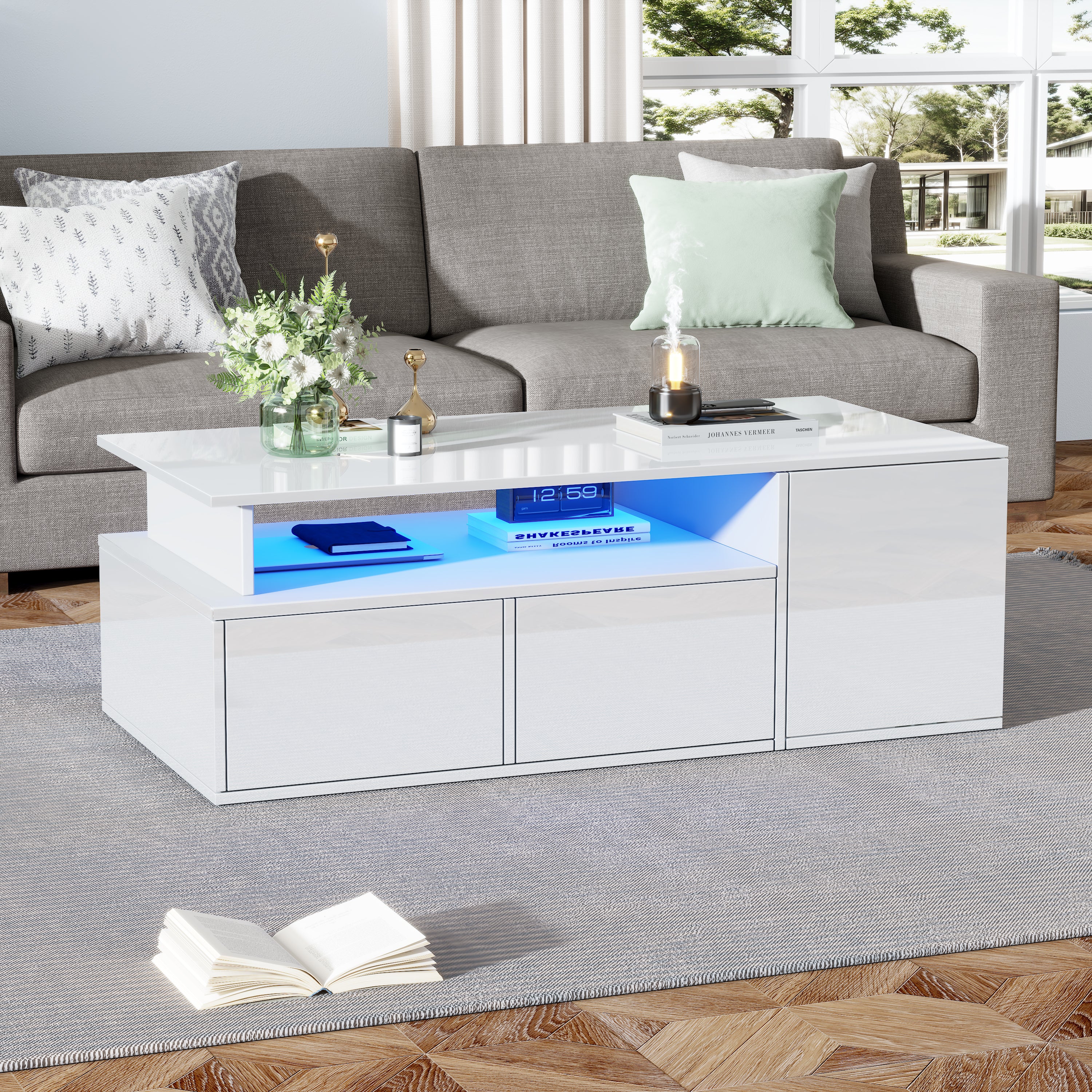 [variant:N892P428788W] High-Gloss LED Coffee Table with Open Storage image 37