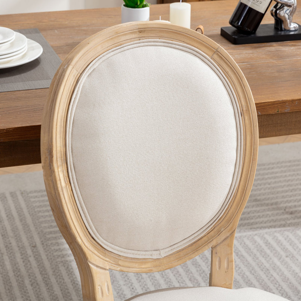 [variant:W5755P474629] Set of 2 French-Style Solid Wood Dining Chairs – Beige image 8