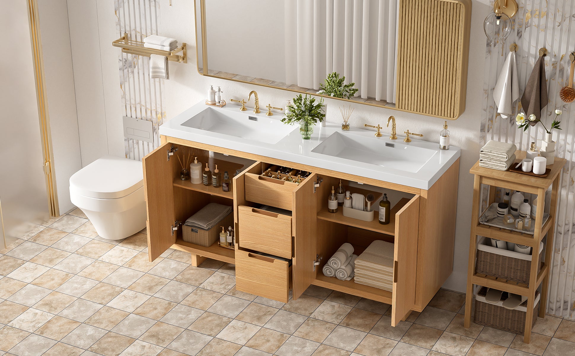 [variant:N848P000022N] Double-Sink Bathroom Vanity with SMC Sink – 59.3-Inch image 24