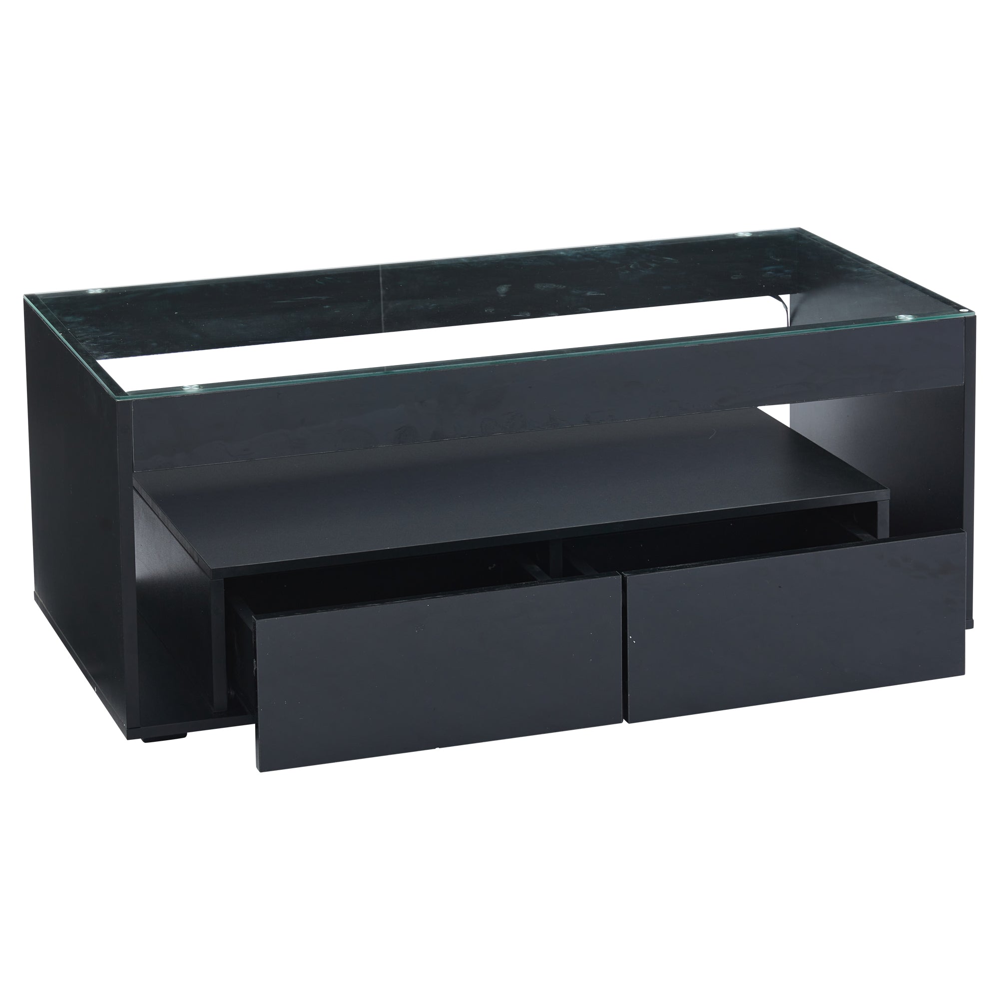[variant:N892P428787B] High-Gloss LED Coffee Table with Glass Top and Drawers image 46