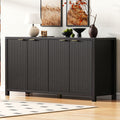 [variant:N853P444965B] 55-Inch Fluted 4-Door Buffet Cabinet – Black image 1