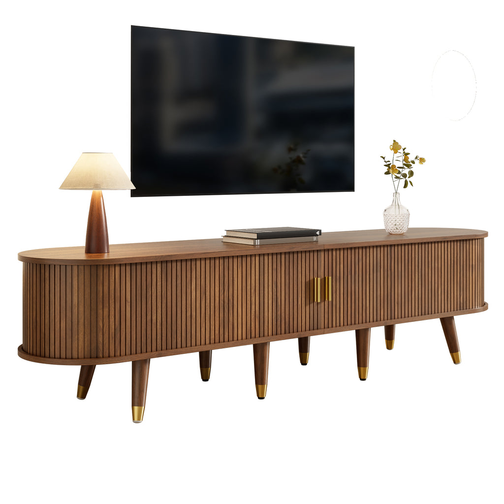 [variant:N875P380196N] TV Stand with Sliding Door – 69-Inch – Walnut image 1