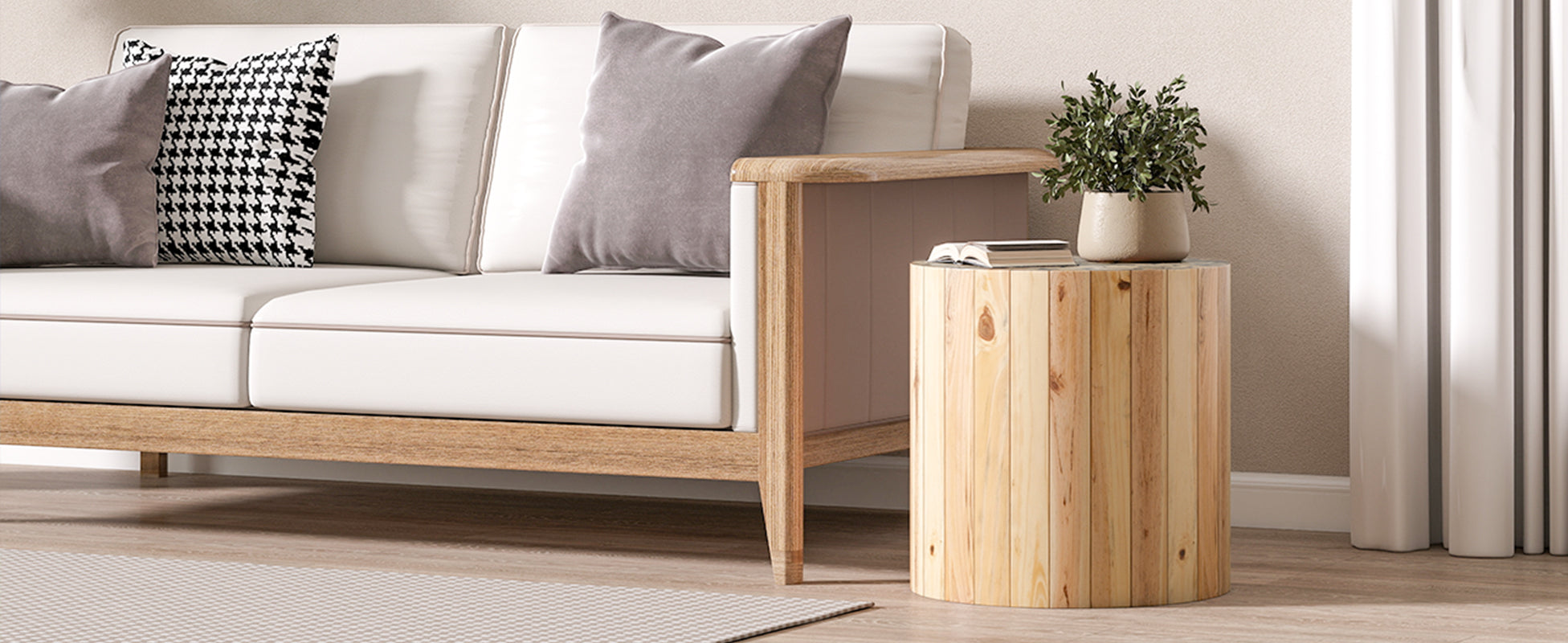 [variant:N876P386380B] Round Beige-Brown End Table image 8