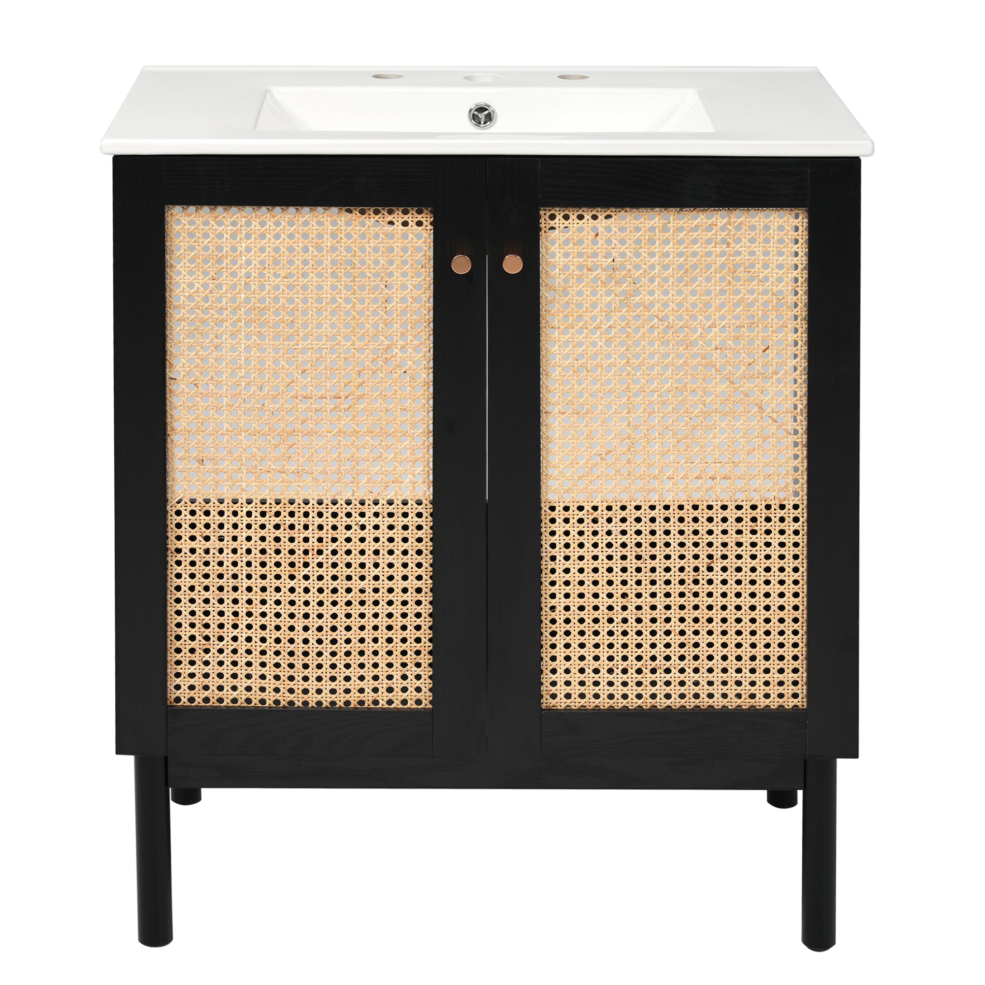 [variant:N729P285517B] Rattan-Door Bathroom Vanity with Sink – 30-Inch image 13