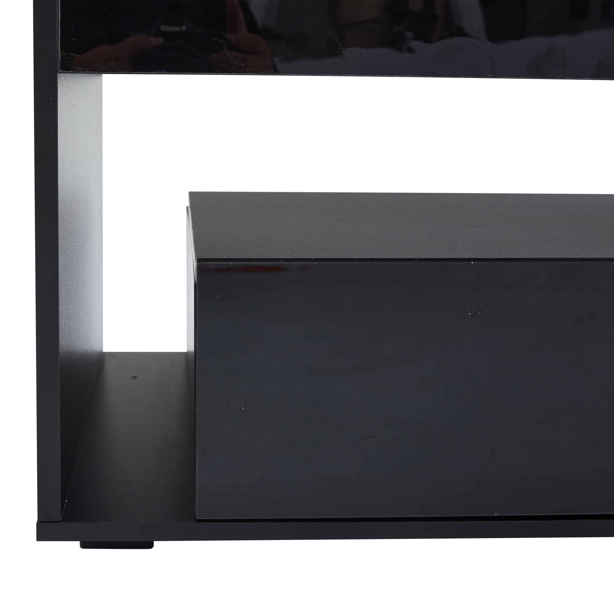 [variant:N892P428787B] High-Gloss LED Coffee Table with Glass Top and Drawers image 11
