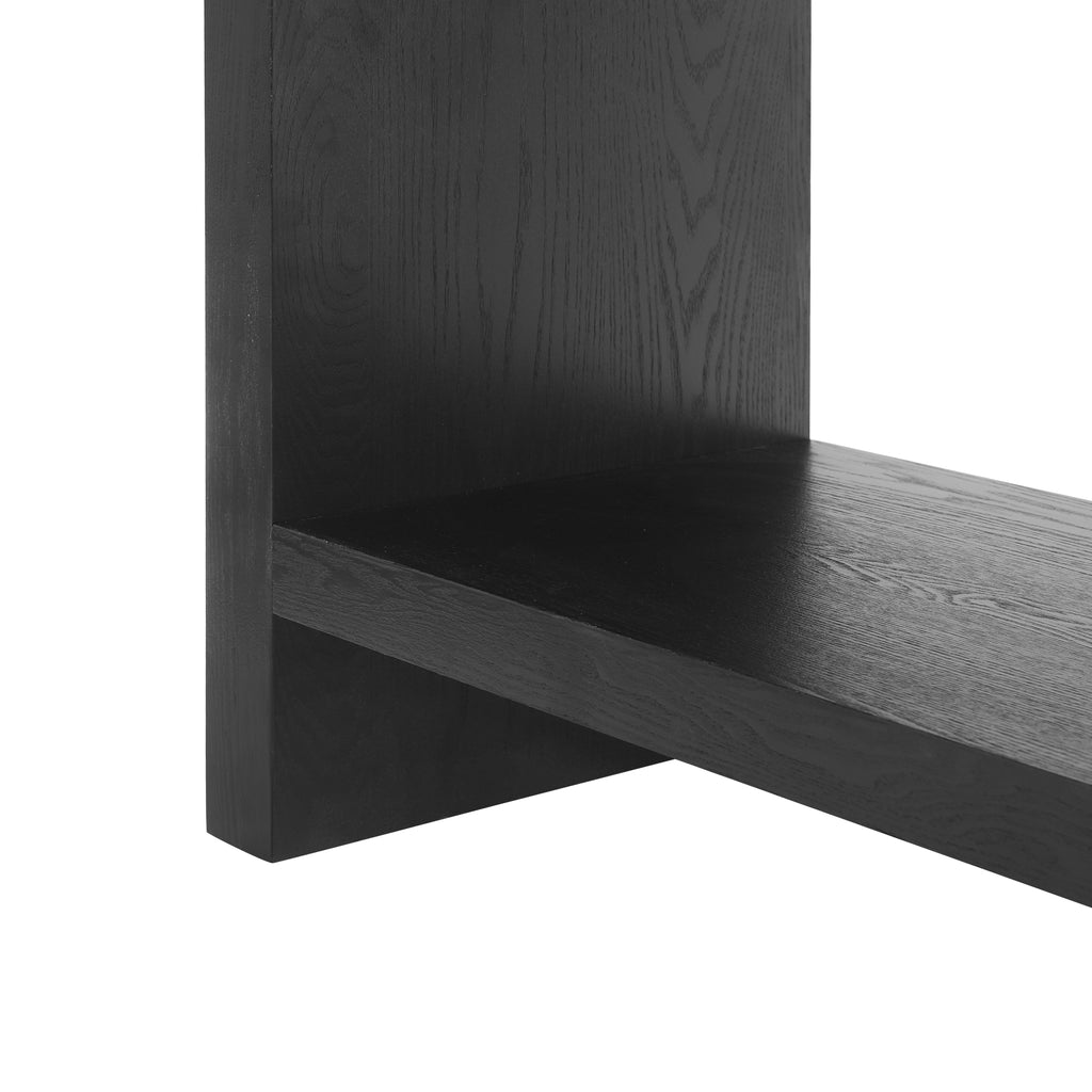 Farmhouse Console Table with Drawers & Storage Shelf — [variant:N876P351923B] Black image 6