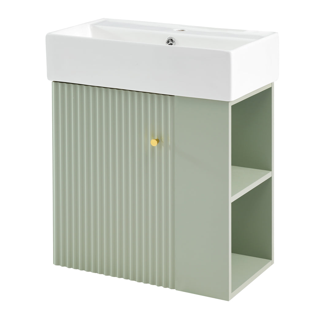 [variant:N729P170388F] Floating Bathroom Vanity with Ceramic Basin – 21.6-Inch, Green image 12